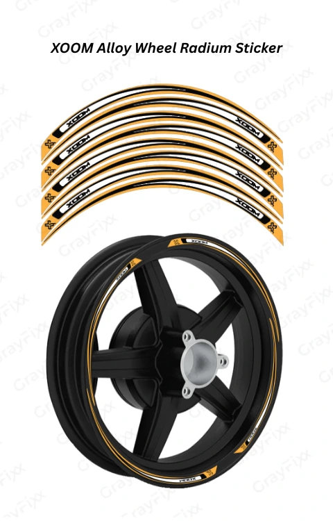 Alloy Wheel Radium Vinyl Sticker Compatible with Xoom | Made in Premium Radium Vinyl with FPF (Fade Protection Film), Waterproof, Precut Sticker, Pack of 1